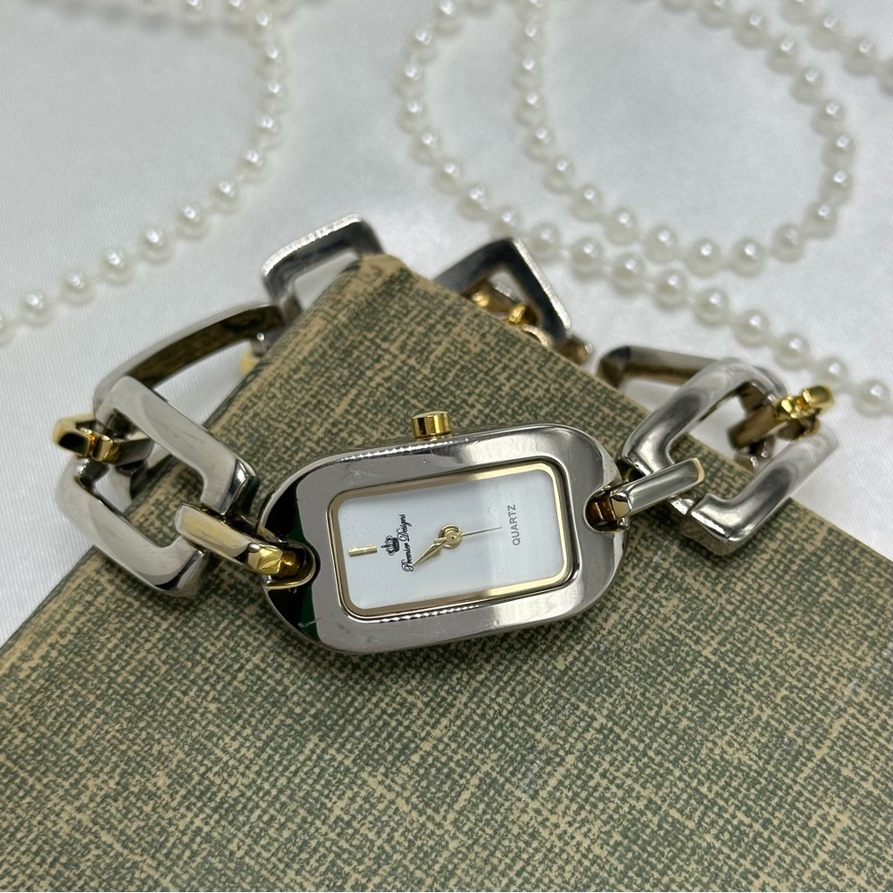 Two-Tone Rectangular Chain Watch - image 4